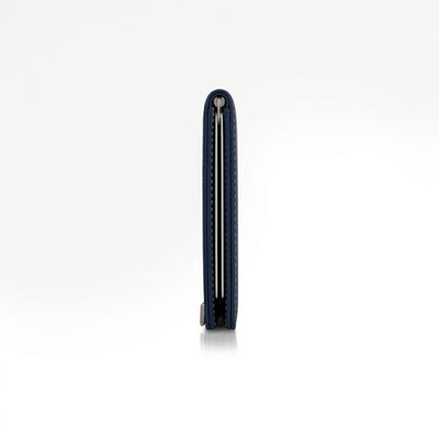 Italian Men’s Original Leather Moeny Clip Wallet (Deep Navy)