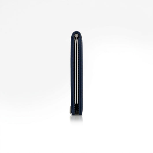 Italian Men’s Original Leather Moeny Clip Wallet (Deep Navy)