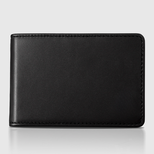 Italian Men’s Original Leather Moeny Clip Wallet (Carbon Noir)