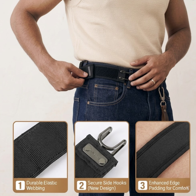 FlexGrip Belt  No-Buckle Comfort Series  Strong grip + flexible stretch — says it all