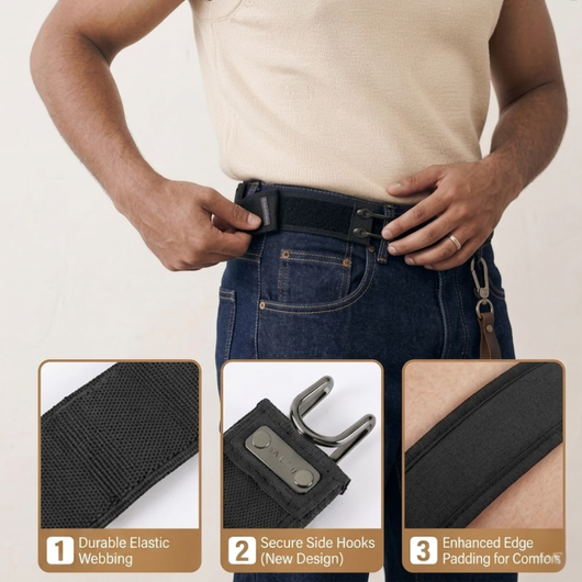 FlexGrip Belt  No-Buckle Comfort Series  Strong grip + flexible stretch — says it all