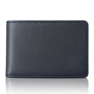 Italian Men’s Original Leather Moeny Clip Wallet (Midnight Slate)