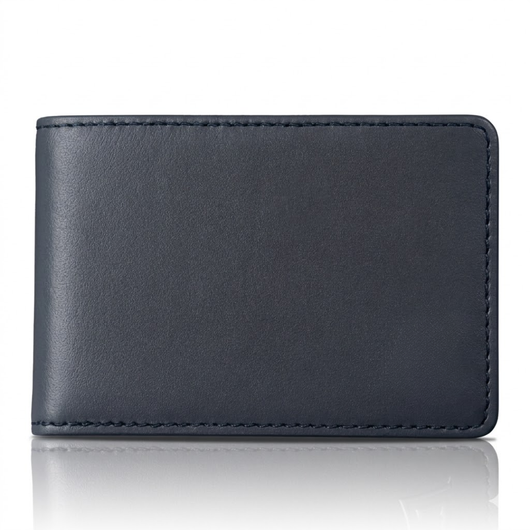 Italian Men’s Original Leather Moeny Clip Wallet (Midnight Slate)