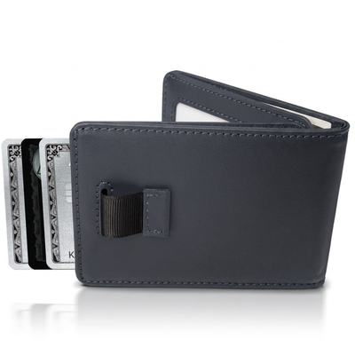 Italian Men’s Original Leather Moeny Clip Wallet (Midnight Slate)