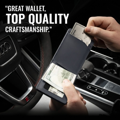 Italian Men’s Original Leather Moeny Clip Wallet (Midnight Slate)