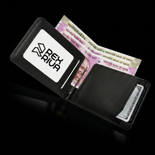Italian Men’s Original Leather Moeny Clip Wallet (Carbon Noir)