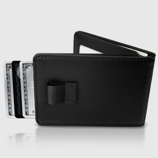 Italian Men’s Original Leather Moeny Clip Wallet (Carbon Noir)