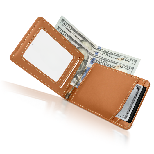 Italian Men’s Original Leather Moeny Clip Wallet (Sahara Luxe)