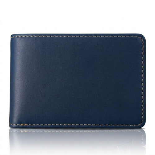 Italian Men’s Original Leather Moeny Clip Wallet (Deep Navy)