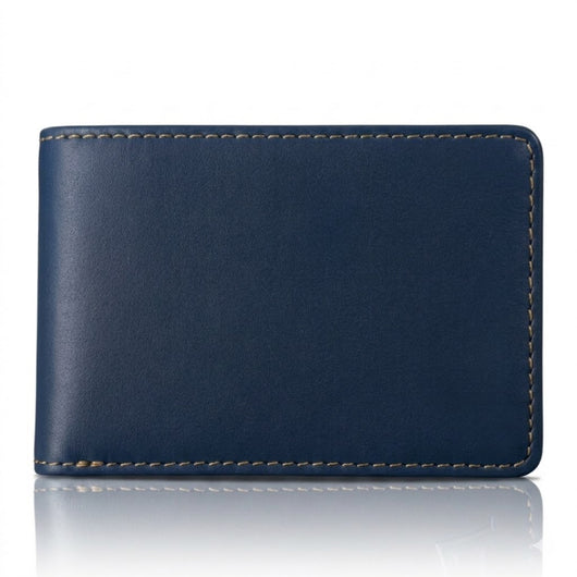 Italian Men’s Original Leather Moeny Clip Wallet (Deep Navy)